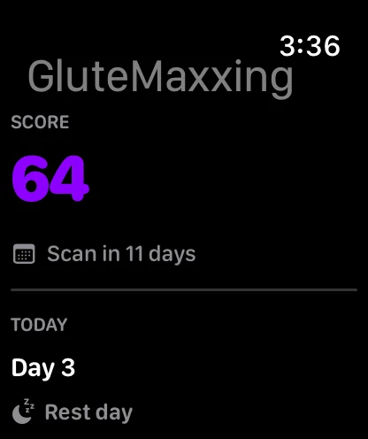 GluteMaxxing score and workout on Apple Watch